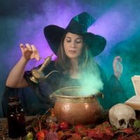 The witch recites a spell beginning with the puzzling verses of Goethe's witch`s one-times-one.